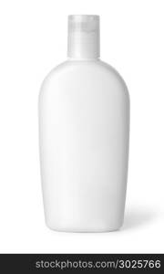 White plastic bottle for shampoo, shower gel, lotion, body milk, bath foam with clipping path