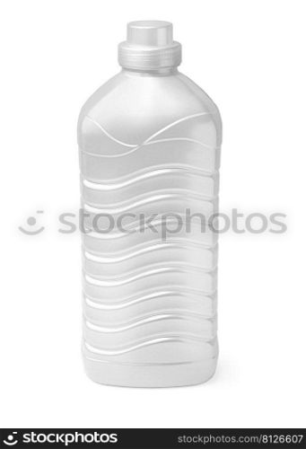white plastic bottle with a white lid, insulated on a white background for liquid detergent or cleaning agent with clipping path