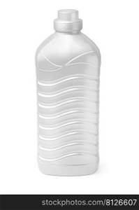 white plastic bottle with a white lid, insulated on a white background for liquid detergent or cleaning agent with clipping path