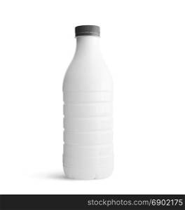 White plastic bottle with grey cap isolated on white background. With clipping path