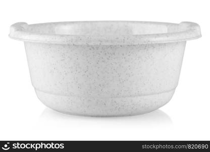 White plastic bowl isolated on white background. Soup cup with water inside