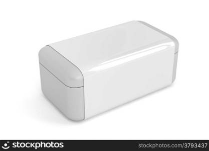 White plastic box on white background