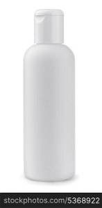 White plastic cosmetic bottle isolated on white
