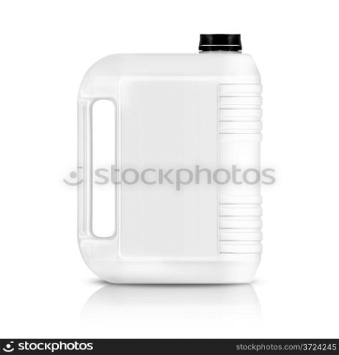 White plastic gallon, jerry can isolated on a white background. (with clipping work path)