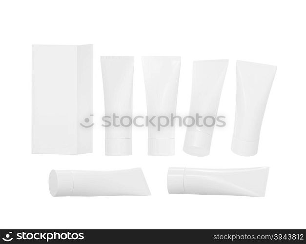 White plastic hygiene tube with clipping path. packaging with cap mock up ready for your product like beauty cream, gel or medical product . easy to wrapping with label or artwork&#xA;