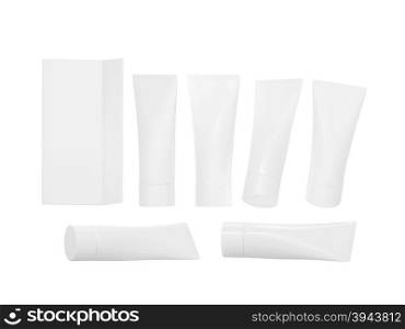 White plastic hygiene tube with clipping path. packaging with cap mock up ready for your product like beauty cream, gel or medical product . easy to wrapping with label or artwork&#xA;