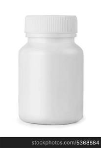 White plastic medicine bottle isolated on white