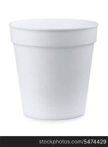 White plastic pot isolated on white
