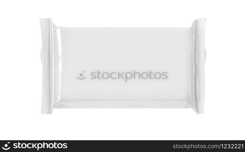 White plastic pouch food package isolated on white background