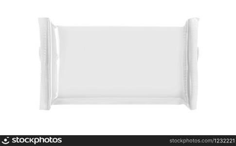 White plastic pouch food package isolated on white background