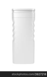 White plastic shampoo bottle isolated on white