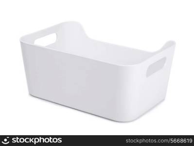 White plastic storage container isolated on white