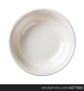 White plate isolated on white background. Top view