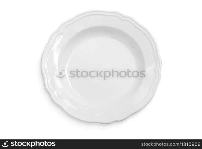 white plate isolated on white with clipping path