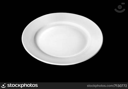 white plate on black background with clipping path