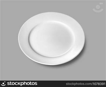 white plate on gray background with clipping path