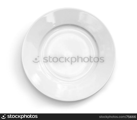 White plate on white background with clipping path
