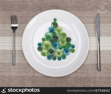 White plate with christmas tree