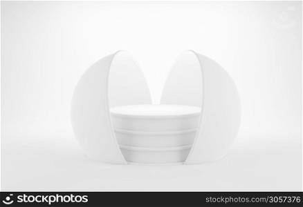 White podium, product pedestal isolated on white background. 3d render