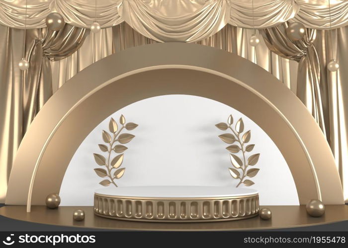 white podium show cosmetic product geometric. 3D rendering
