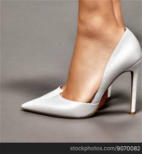 White Pointed High Stiletto Heel Female Foot Shoe, made with generative AI