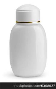 White porcelain cosmetics bottle isolated on white
