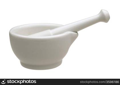 White porcelain mortar and pestle set