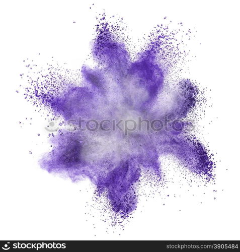 White powder explosion isolated on black background