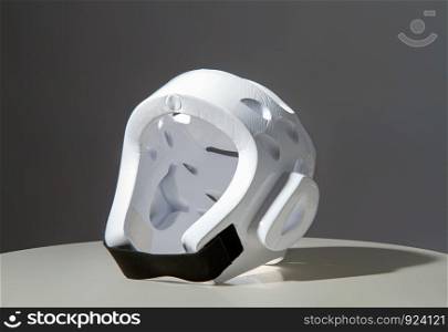 White protective light helmet for karate do, for training and competition. New mandatory requirement in some clubs. White helmet for karate