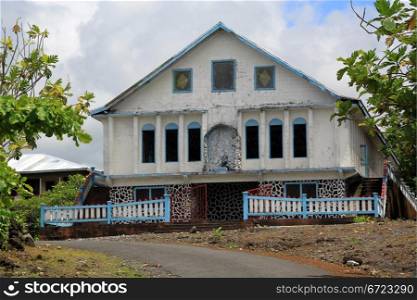 White protestant church on Savaii island in Samoa