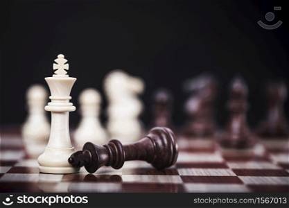 White queen chess of competition business strategy with victory , success and winning concept