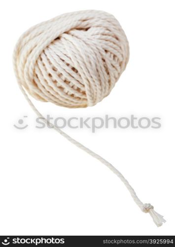 white ravel of cotton thread isolated on white background
