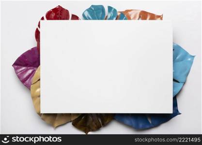 white rectangle with colorful leaves