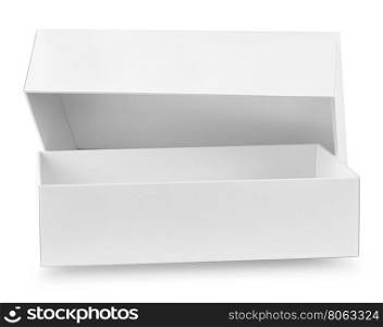 White rectangular open box isolated on white background. White rectangular open box