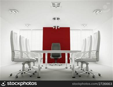 White red conference room interior 3d render