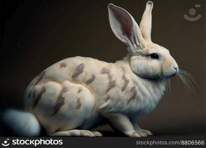 white rex rabbit sitting isolate on brown background