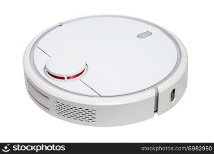 white robotic vacuum cleaner isolated on white background.. white robotic vacuum cleaner isolated on white background