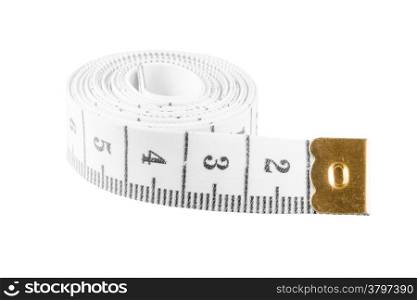 White rolled centimeter isolated macro