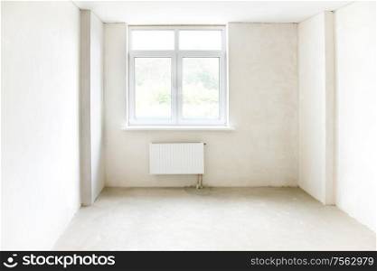 White room with window. Empty interior space