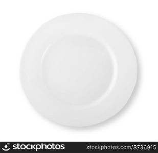 White round empty plate isolated on white background