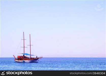 White sailing yacht at the Red sea