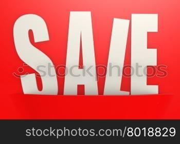 White sale word in red pocket, business concept image with hi-res rendered artwork that could be used for any graphic design.