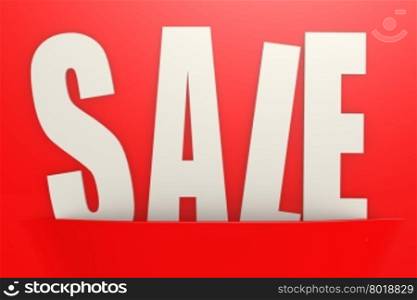 White sale word in red pocket, business concept image with hi-res rendered artwork that could be used for any graphic design.