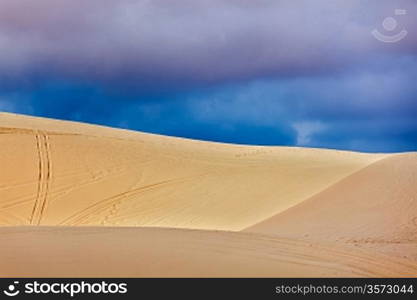 White sand dunes before storm, Mui Ne, Vietnam