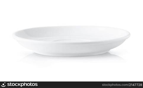 White saucer isolated on white background. White saucer on white background