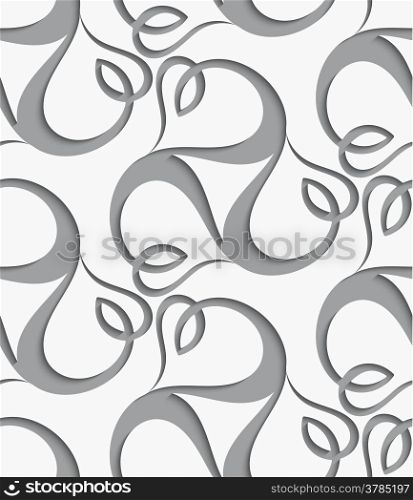 White seamless ornament with heart shapes swirls ct out of paper with realistic shadow&#xA;&#xA;&#xA;