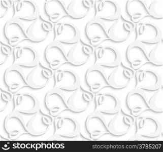 White seamless ornament with heart shapes swirls ct out of paper with realistic shadow