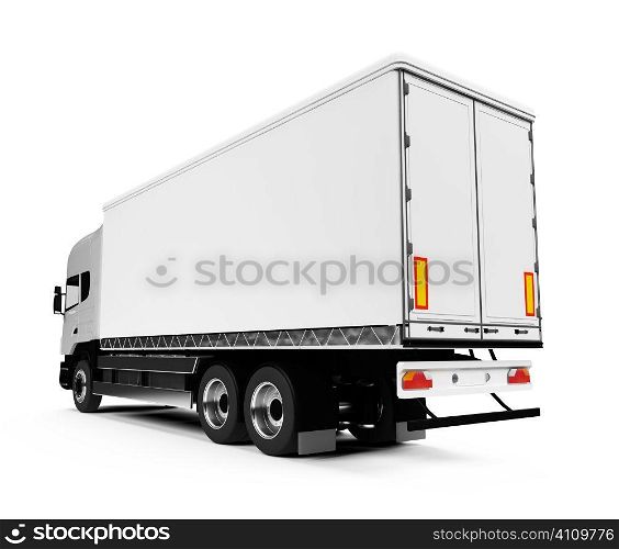 white semi truck on a white background