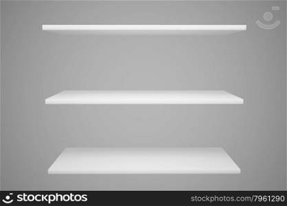 white shelves isolated on gray background