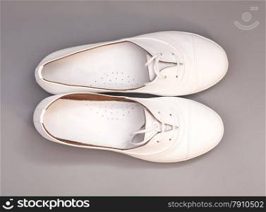White Shoes isolated on gray background
